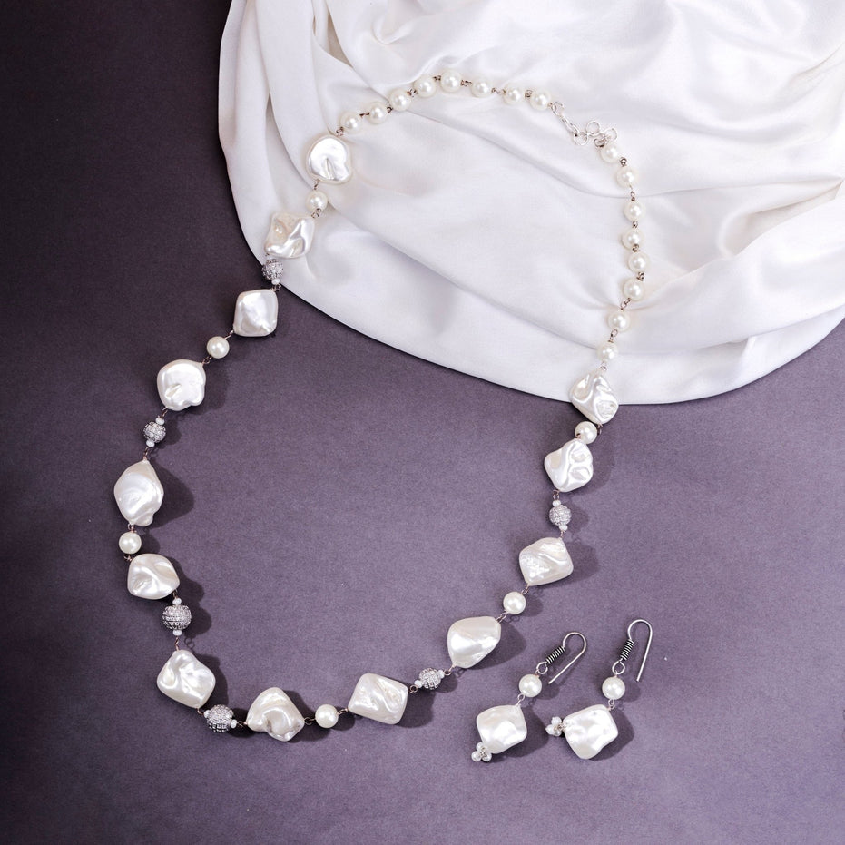 Necklace - Pearl Mirage Rhodium Plated Necklace - Opal Touch