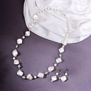 Necklace - Pearl Mirage Rhodium Plated Necklace - Opal Touch