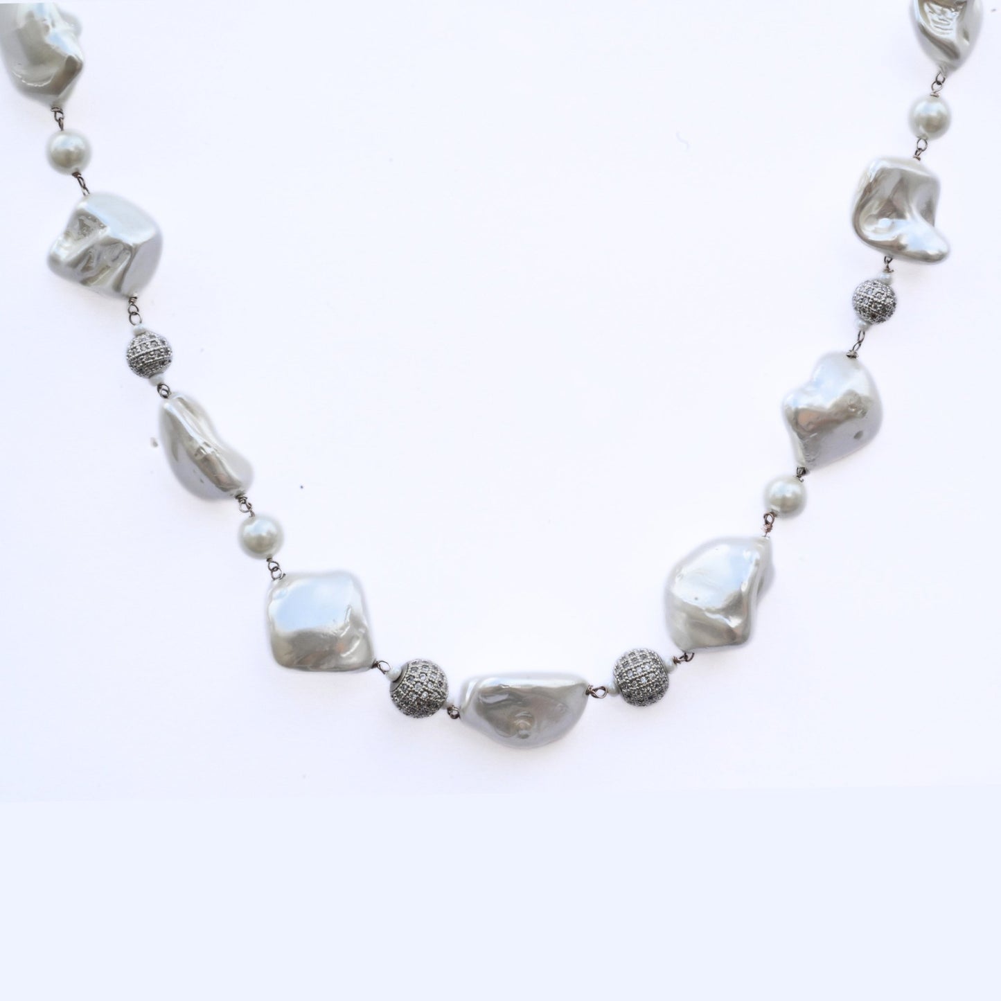 Necklace - Pearl Mirage Rhodium Plated Necklace - Opal Touch