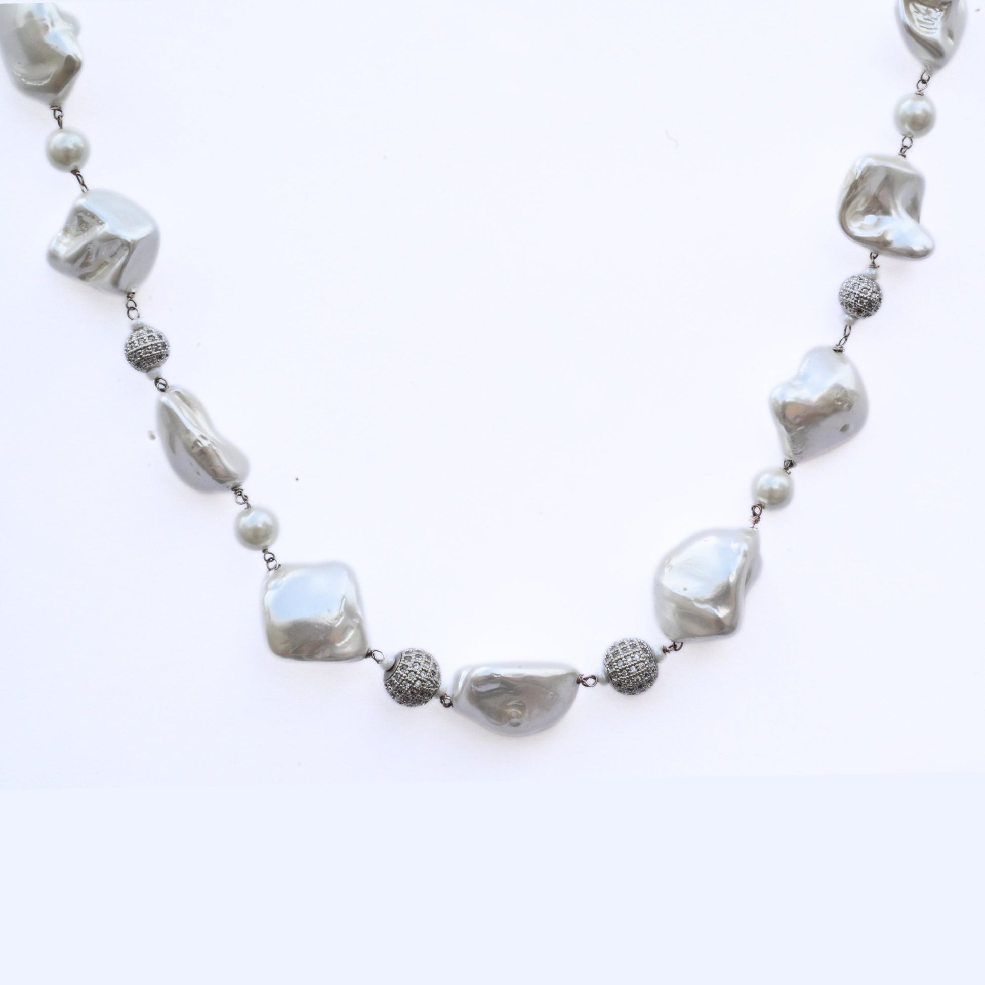 Necklace - Pearl Mirage Rhodium Plated Necklace - Opal Touch