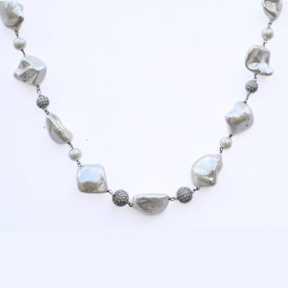 Necklace - Pearl Mirage Rhodium Plated Necklace - Opal Touch