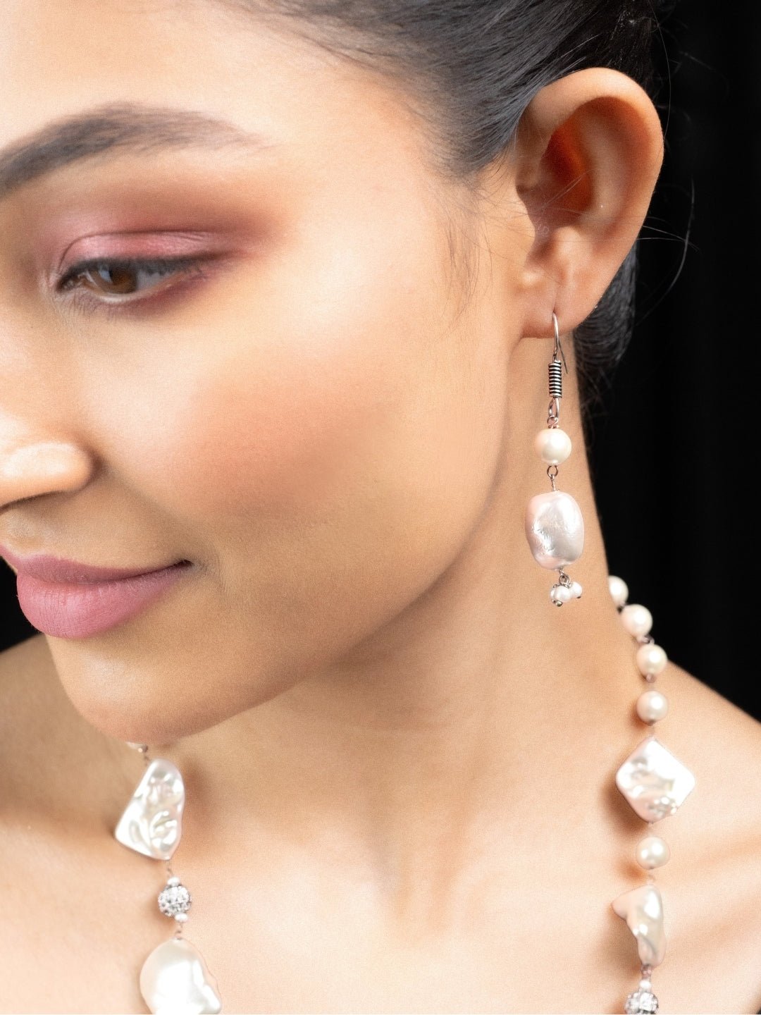 Necklace - Pearl Mirage Rhodium Plated Necklace - Opal Touch