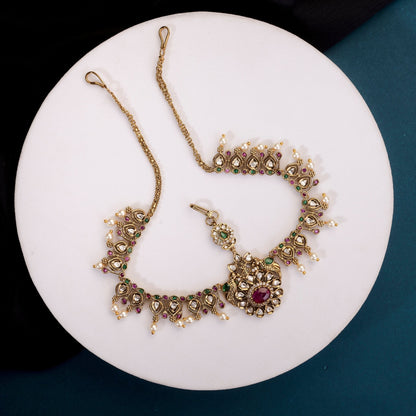 Matha Patti - Pearl Whirl Matte Black Plated Matha Patti - Opal Touch