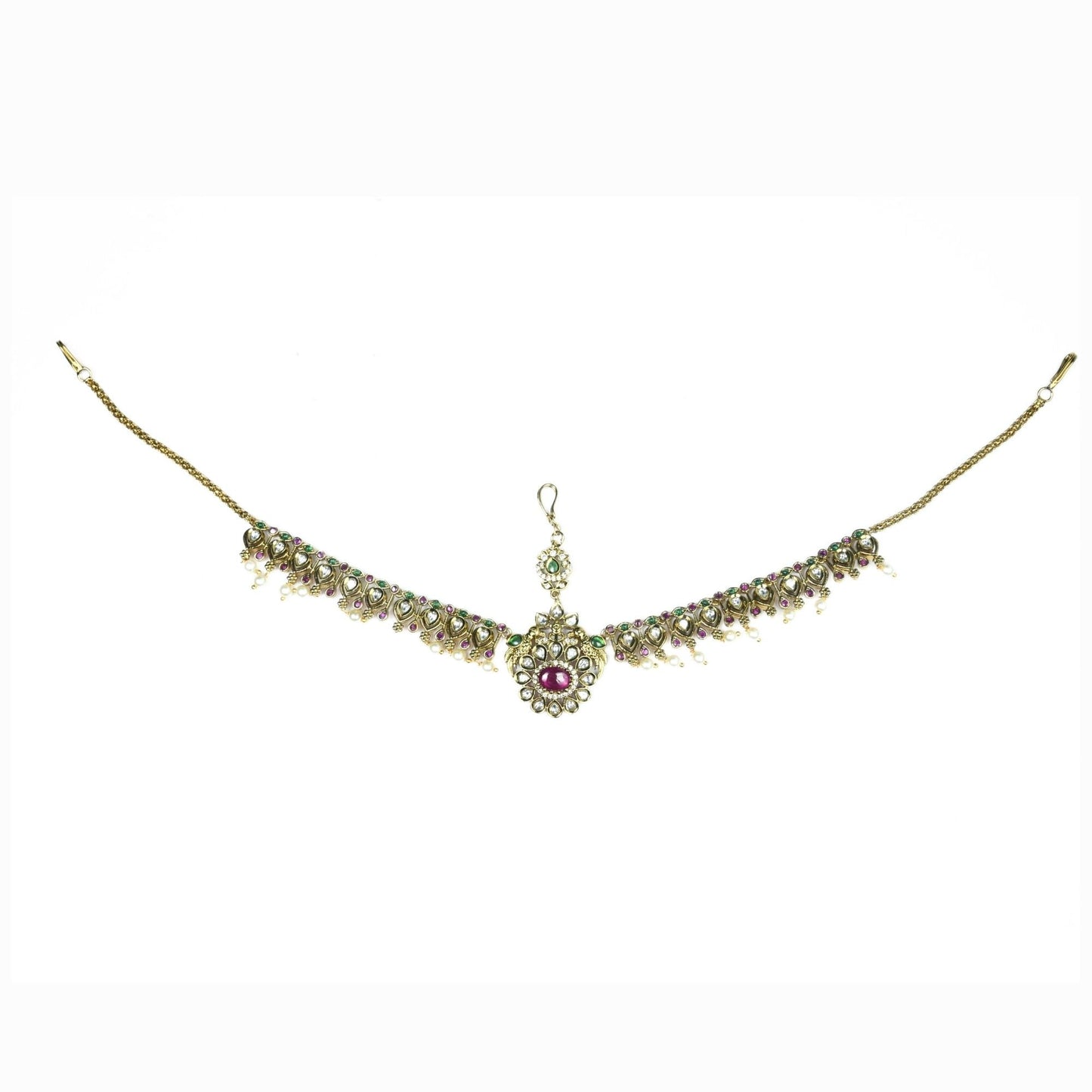 Matha Patti - Pearl Whirl Matte Black Plated Matha Patti - Opal Touch