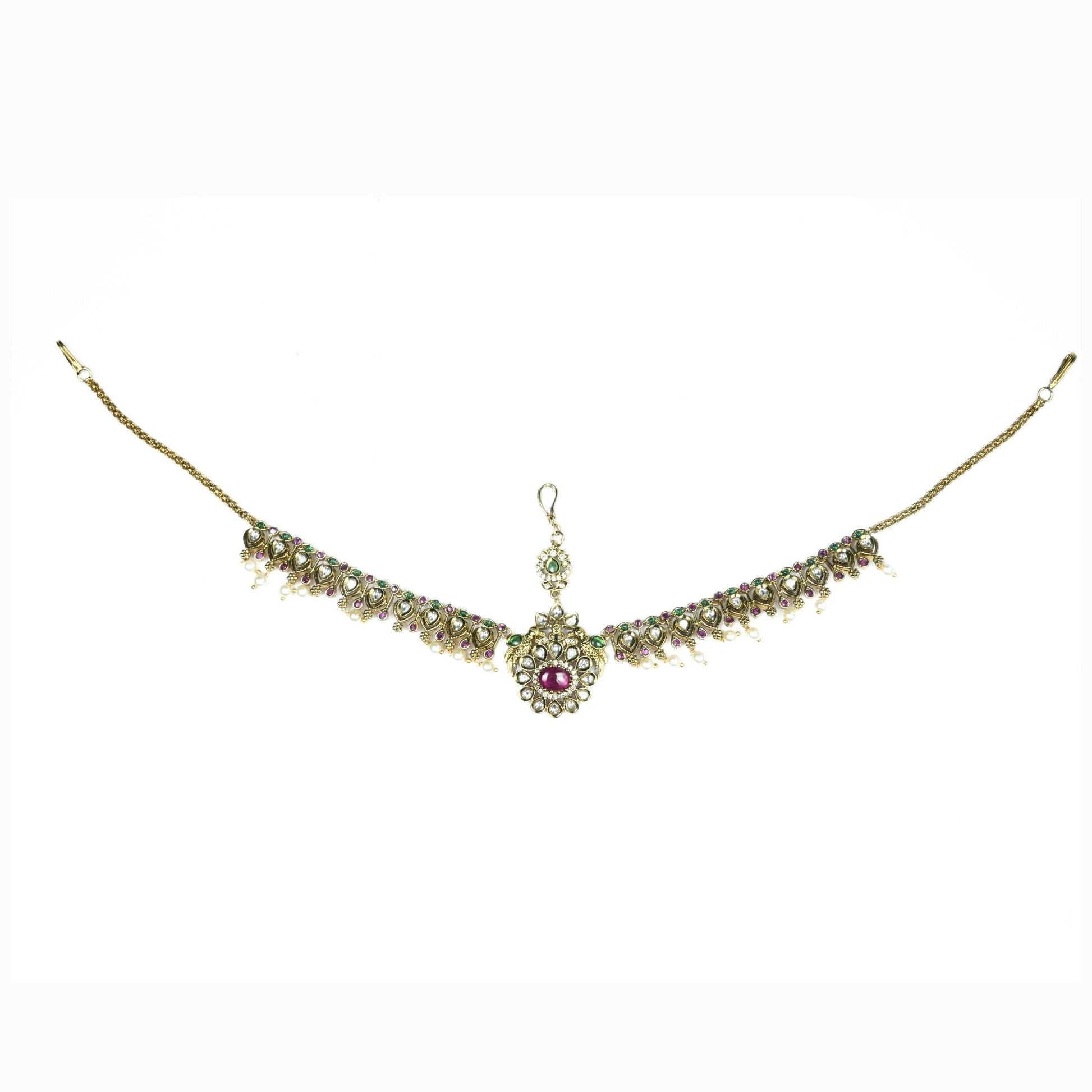 Matha Patti - Pearl Whirl Matte Black Plated Matha Patti - Opal Touch