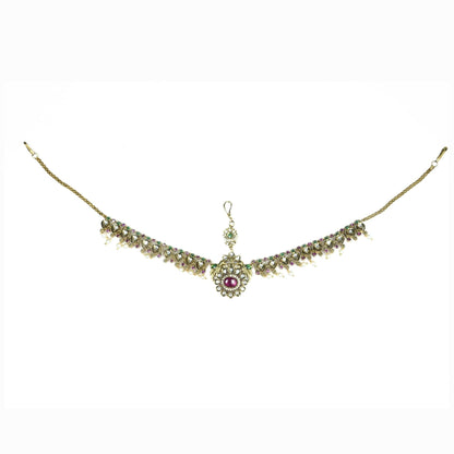 Matha Patti - Pearl Whirl Matte Black Plated Matha Patti - Opal Touch