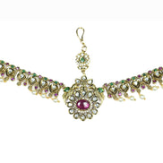 Matha Patti - Pearl Whirl Matte Black Plated Matha Patti - Opal Touch