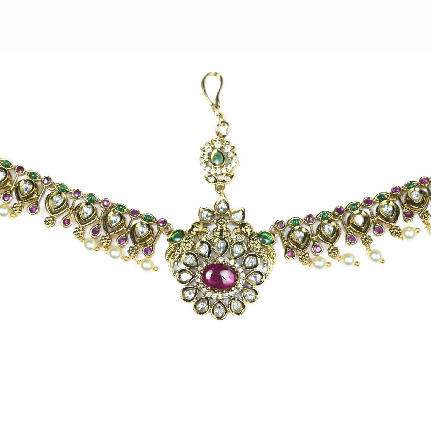 Matha Patti - Pearl Whirl Matte Black Plated Matha Patti - Opal Touch