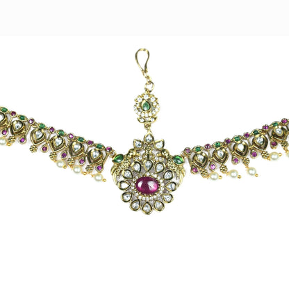 Matha Patti - Pearl Whirl Matte Black Plated Matha Patti - Opal Touch