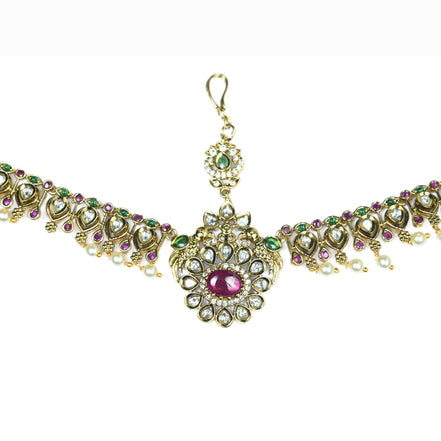 Matha Patti - Pearl Whirl Matte Black Plated Matha Patti - Opal Touch