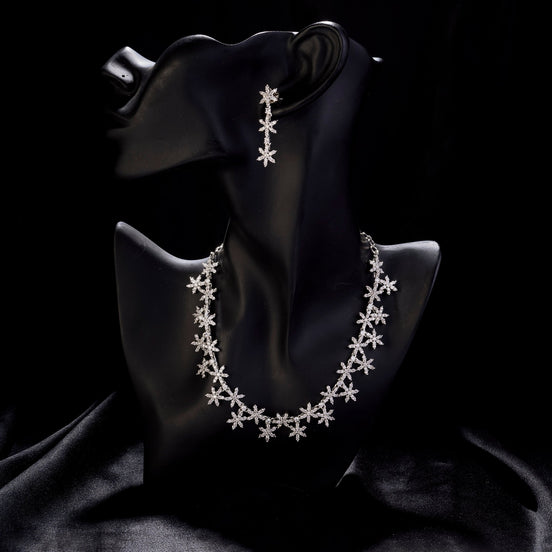 Necklace - Petal Whisper Rhodium Necklace - Opal Touch