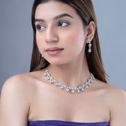 Necklace - Petal Whisper Rhodium Necklace - Opal Touch
