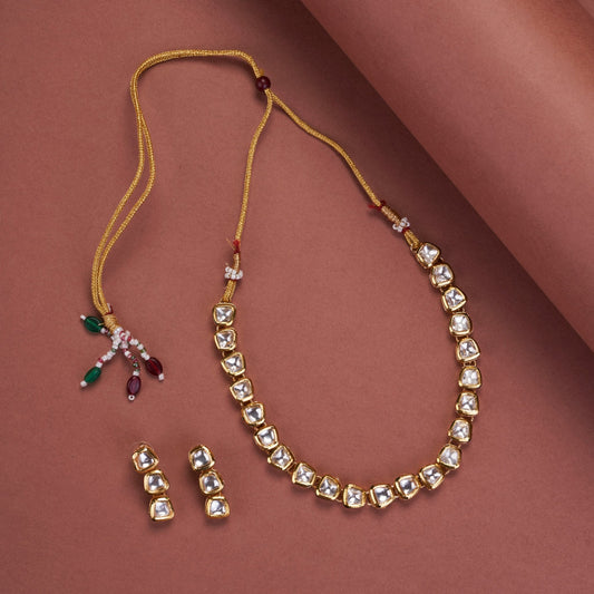 Necklace - Polki Gold Plated Necklace Set - Opal Touch