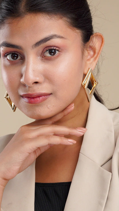 Imperial Diamond Shaped Gold Plated Earrings