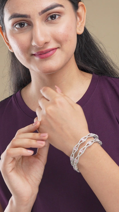 Opaline Grove Rhodium Bangles
