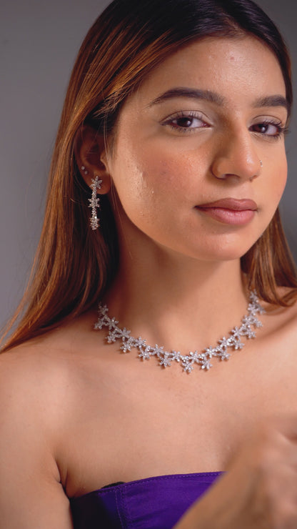 Petal Whisper Rhodium Necklace