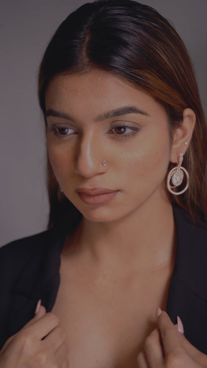 Graceful White Rose Gold Earrings