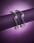 Opal Touch - Pristine Curly Studded Rhodium Bangles (Pack of 2) - Bangles