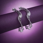 Opal Touch - Pristine Curly Studded Rhodium Bangles (Pack of 2) - Bangles