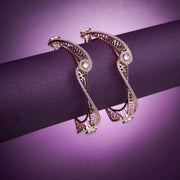 Opal Touch - Pristine Curly Studed Rose Gold Bangles (Pack of 2) - Bangles