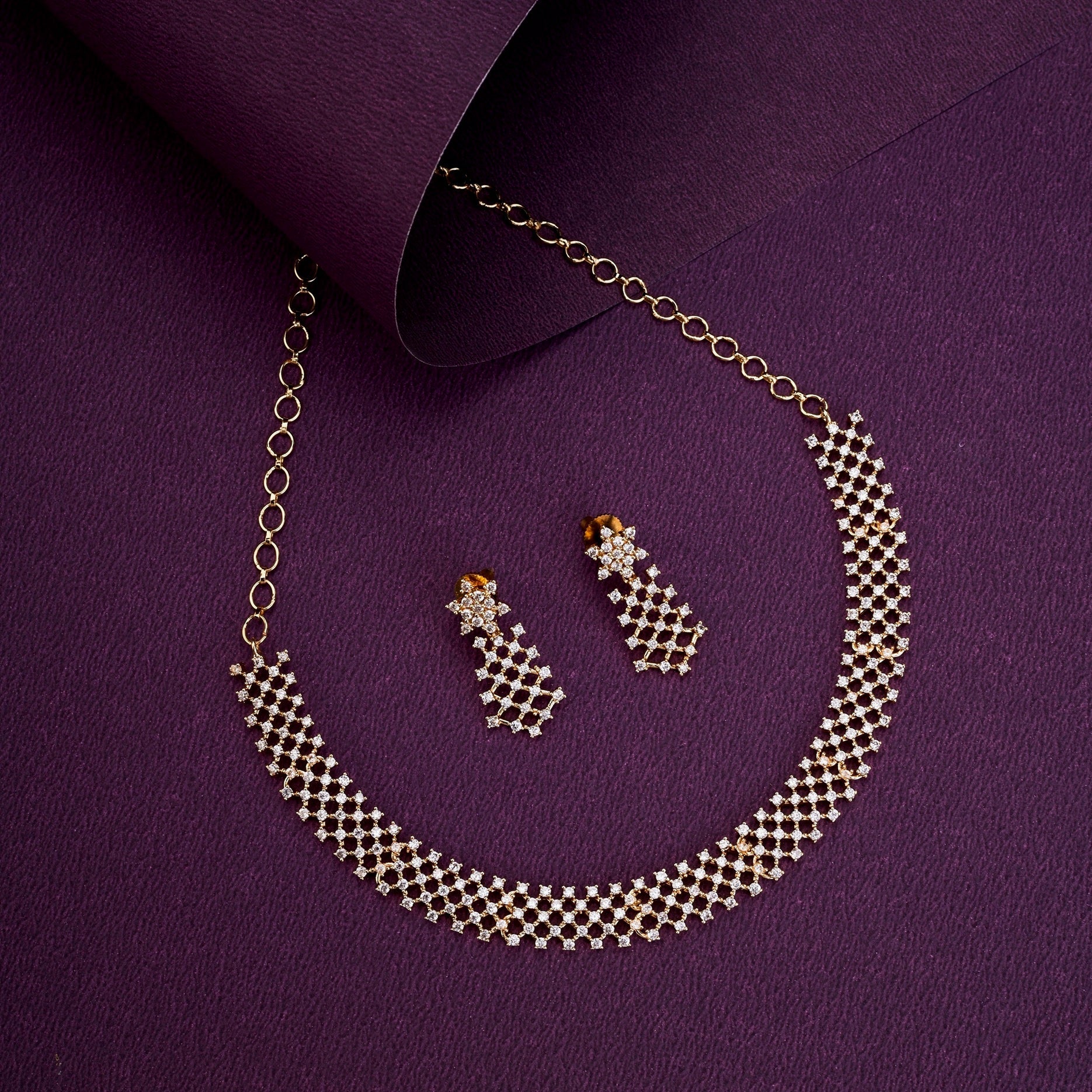 Necklace - Priyaasi Gold Plated AD Neklace - Opal Touch