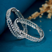 Opal Touch - Pure Elegance Rhodium Bangles Set (Pack of 2) - Bangles