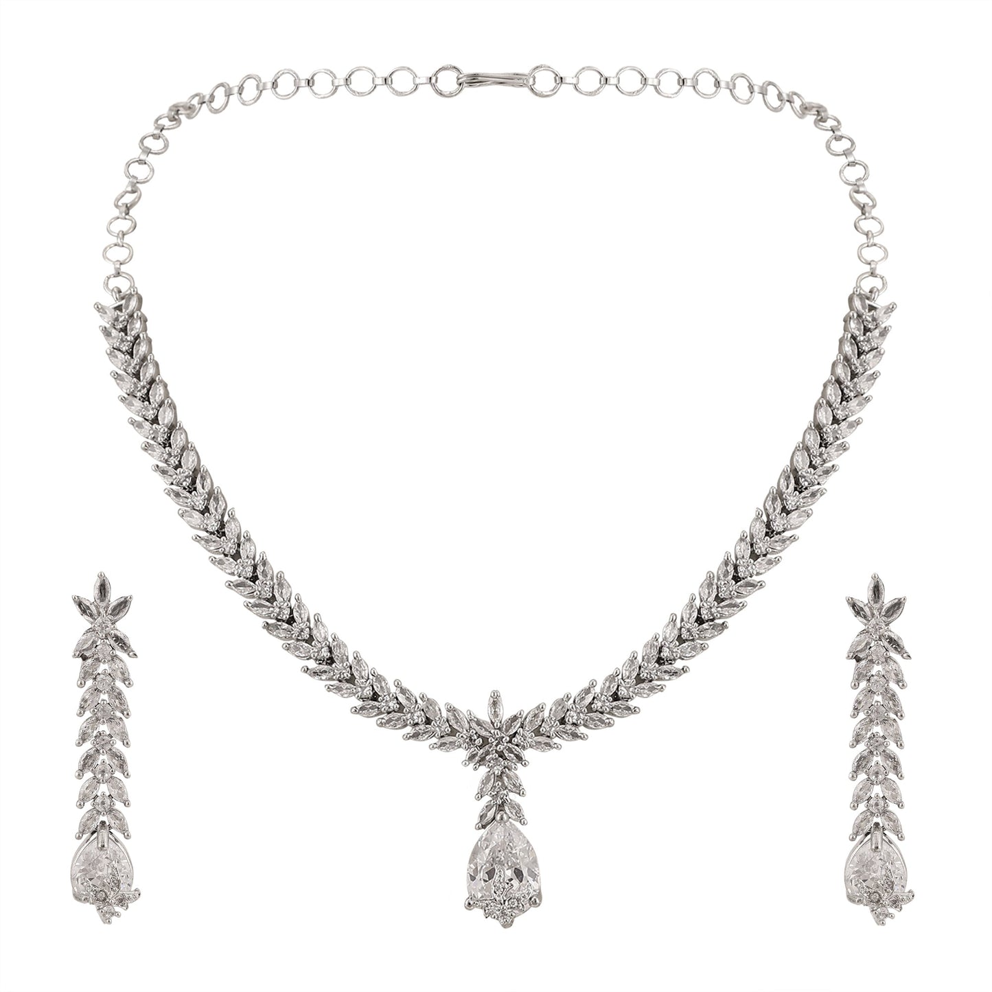 Opal Touch - Pure Snow White Necklace in Rhodium - Necklace