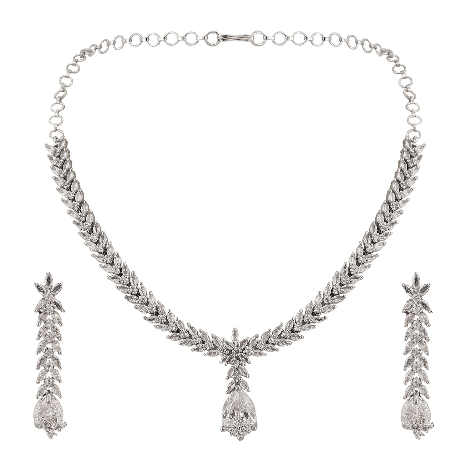 Opal Touch - Pure Snow White Necklace in Rhodium - Necklace