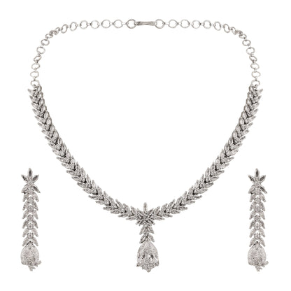 Opal Touch - Pure Snow White Necklace in Rhodium - Necklace