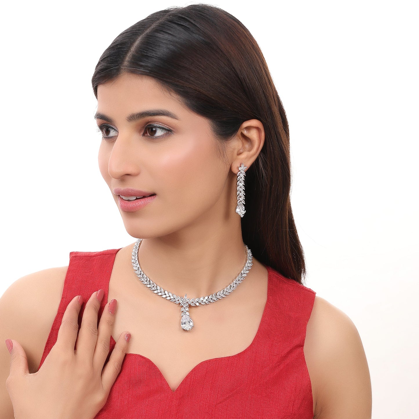 Opal Touch - Pure Snow White Necklace in Rhodium - Necklace