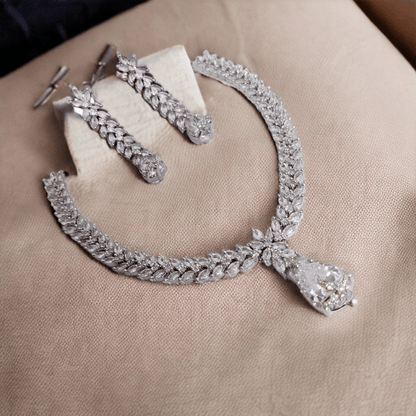 Opal Touch - Pure Snow White Necklace in Rhodium - Necklace