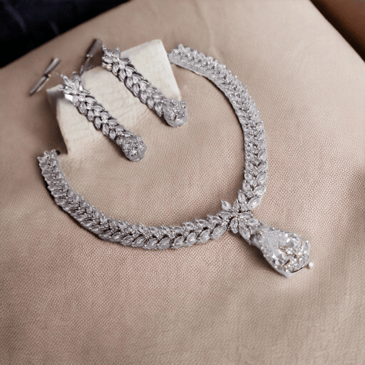 Opal Touch - Pure Snow White Necklace in Rhodium - Necklace