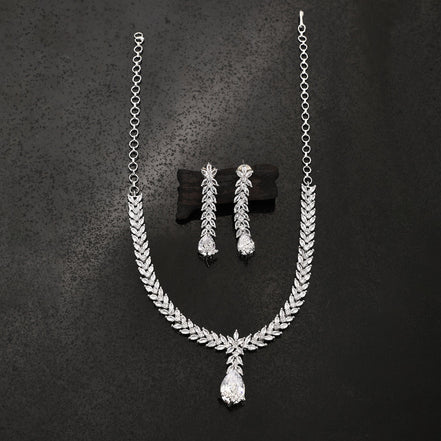 Opal Touch - Pure Snow White Necklace in Rhodium - Necklace