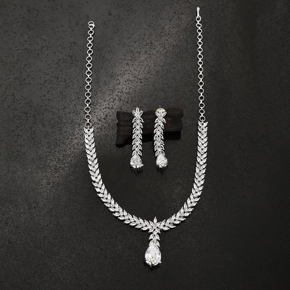 Opal Touch - Pure Snow White Necklace in Rhodium - Necklace