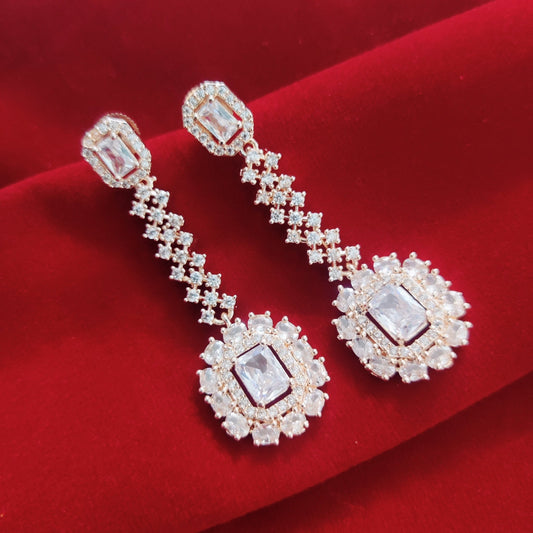 Opal Touch - Pure White Rose Gold Earrings - Earrings