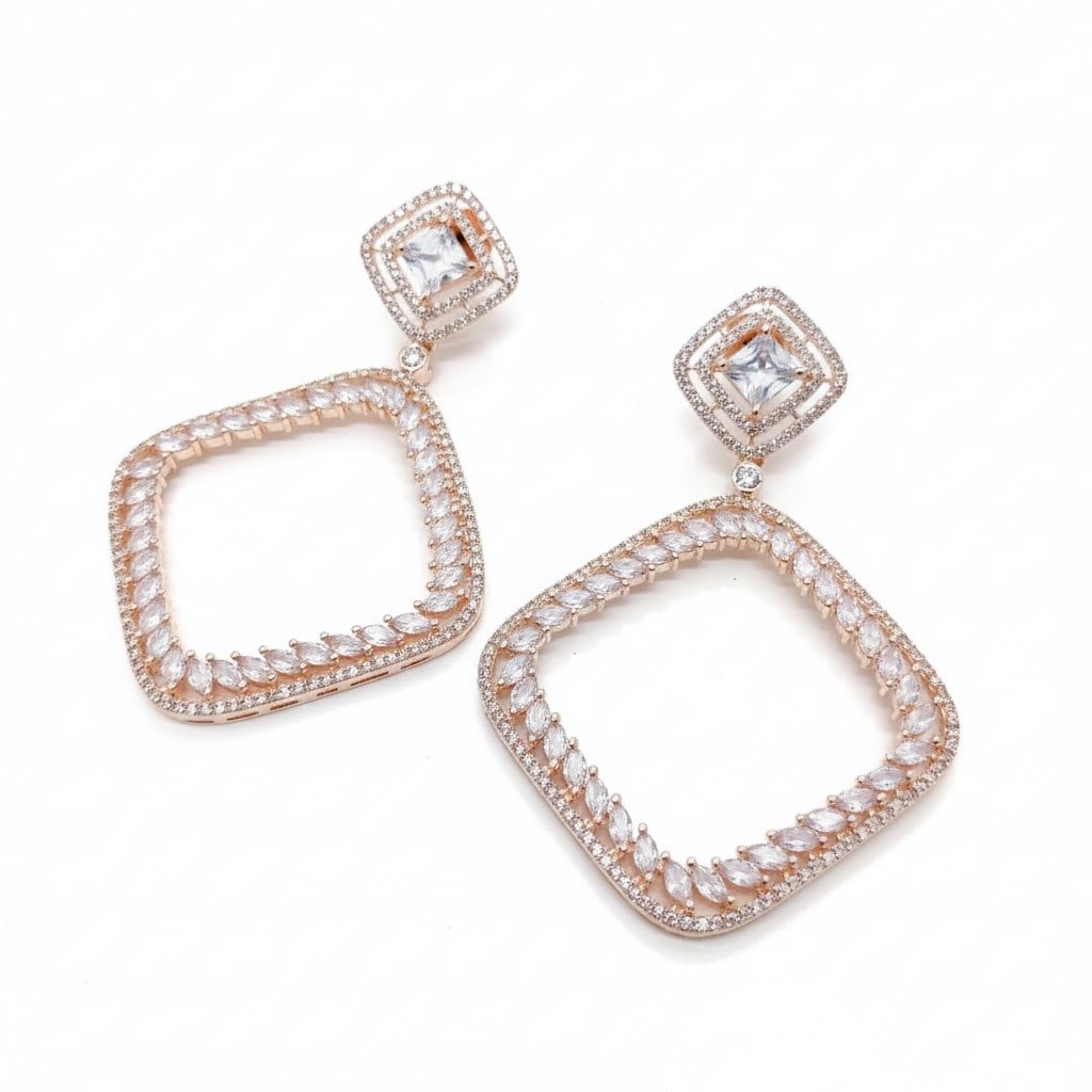 Pure White Rose Gold Earrings - Opal Touch