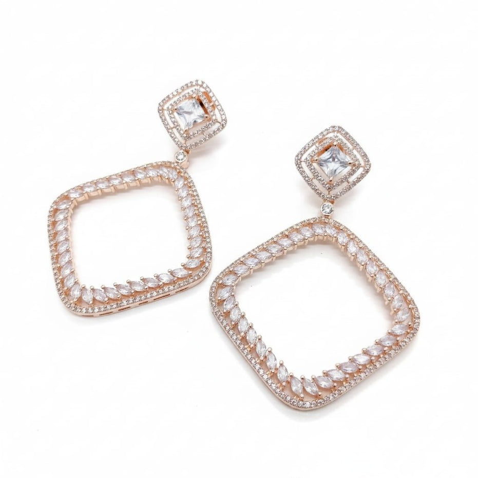 Pure White Rose Gold Earrings - Opal Touch