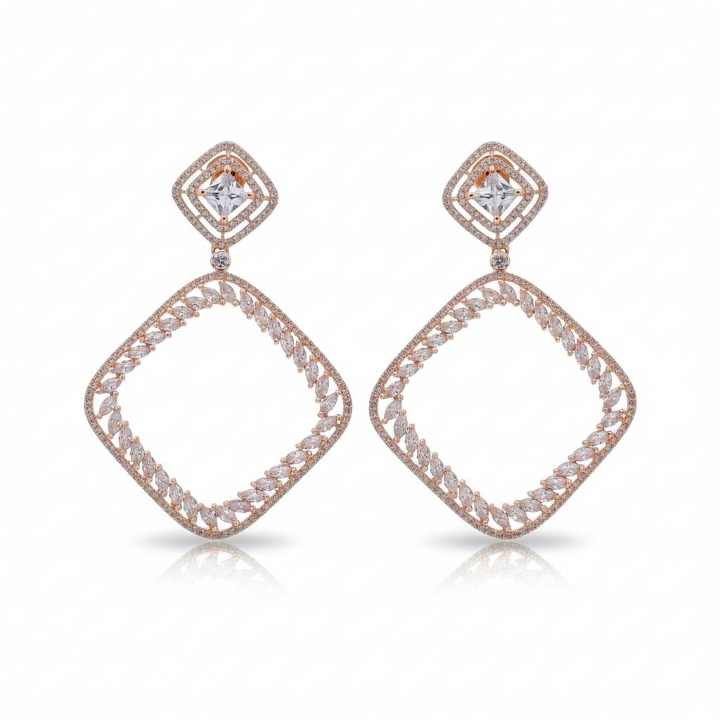 Pure White Rose Gold Earrings - Opal Touch