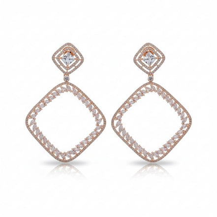 Pure White Rose Gold Earrings - Opal Touch