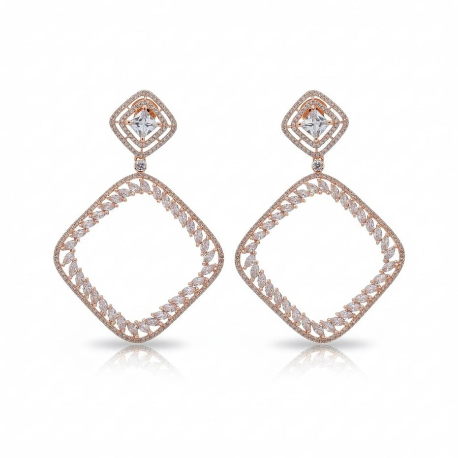 Pure White Rose Gold Earrings - Opal Touch