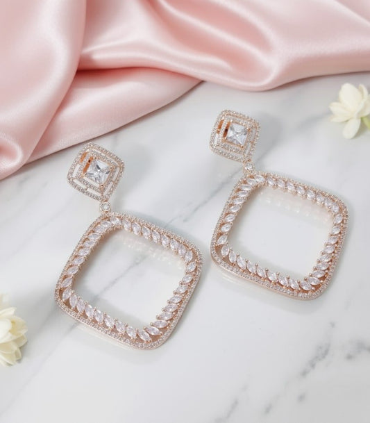 Pure White Rose Gold Earrings - Opal Touch