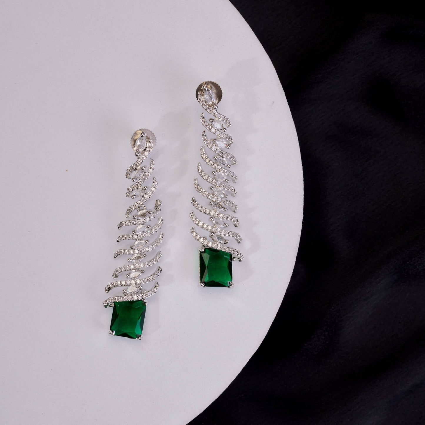 Earrings - Quirky Cascade Rhodium Plated Earrings - Opal Touch