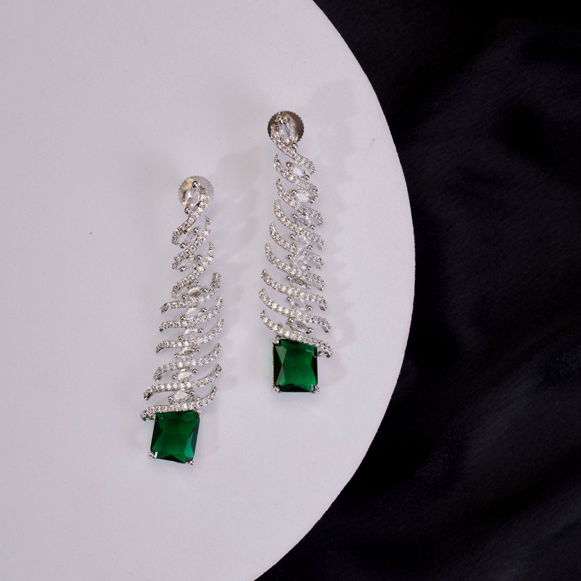 Earrings - Quirky Cascade Rhodium Plated Earrings - Opal Touch