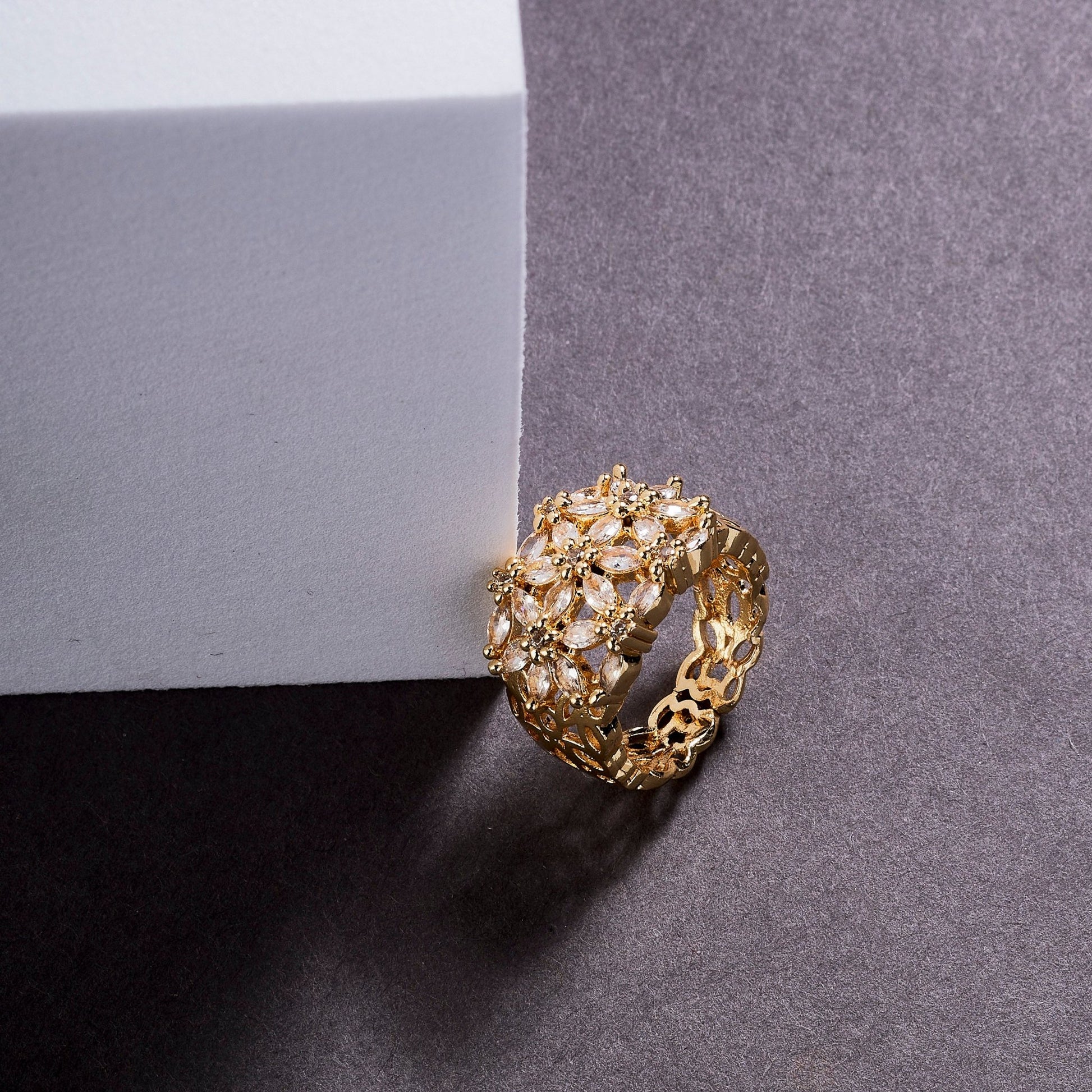 Rings - Radiant Bloom Gold Plated Ring - Opal Touch