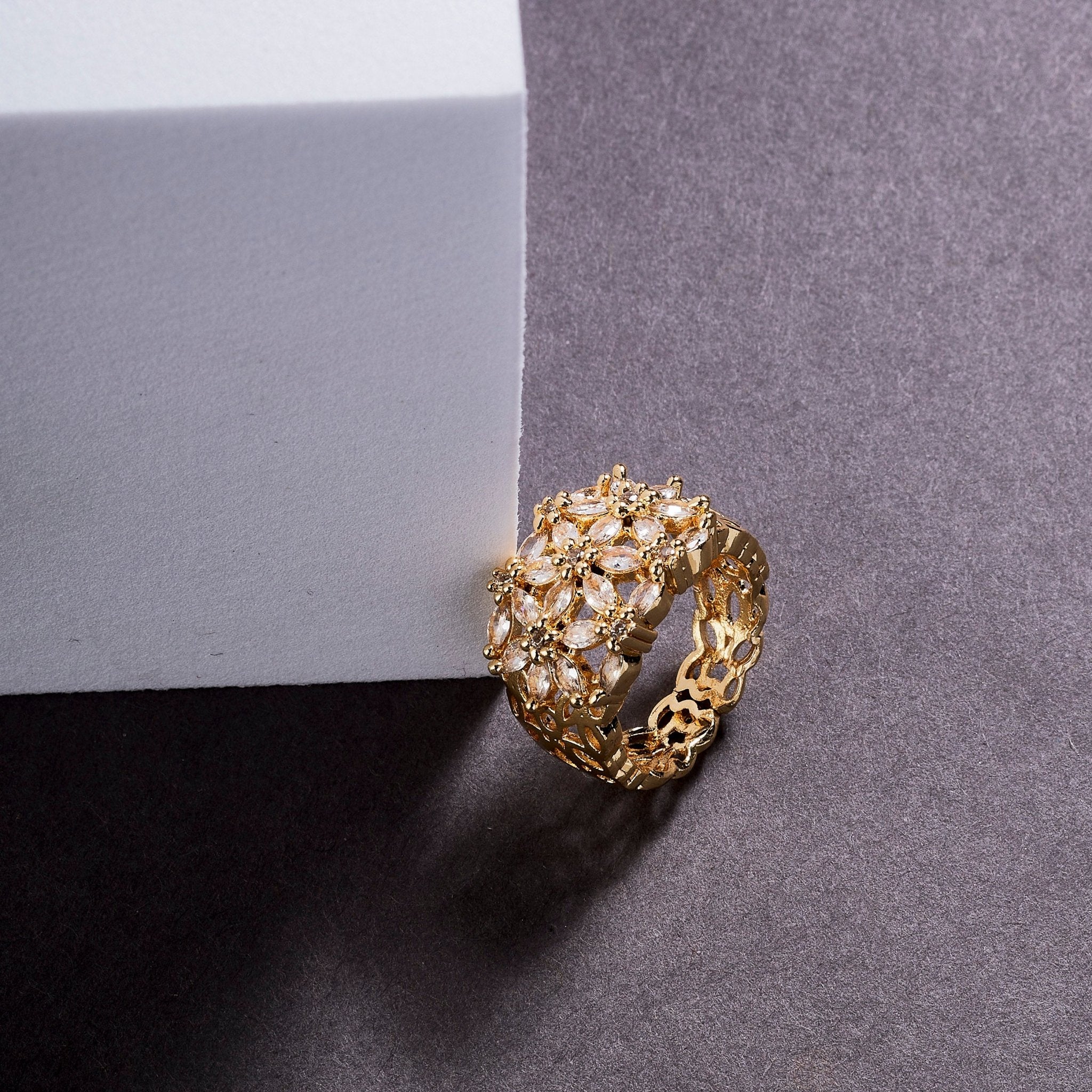 Rings - Radiant Bloom Gold Plated Ring - Opal Touch