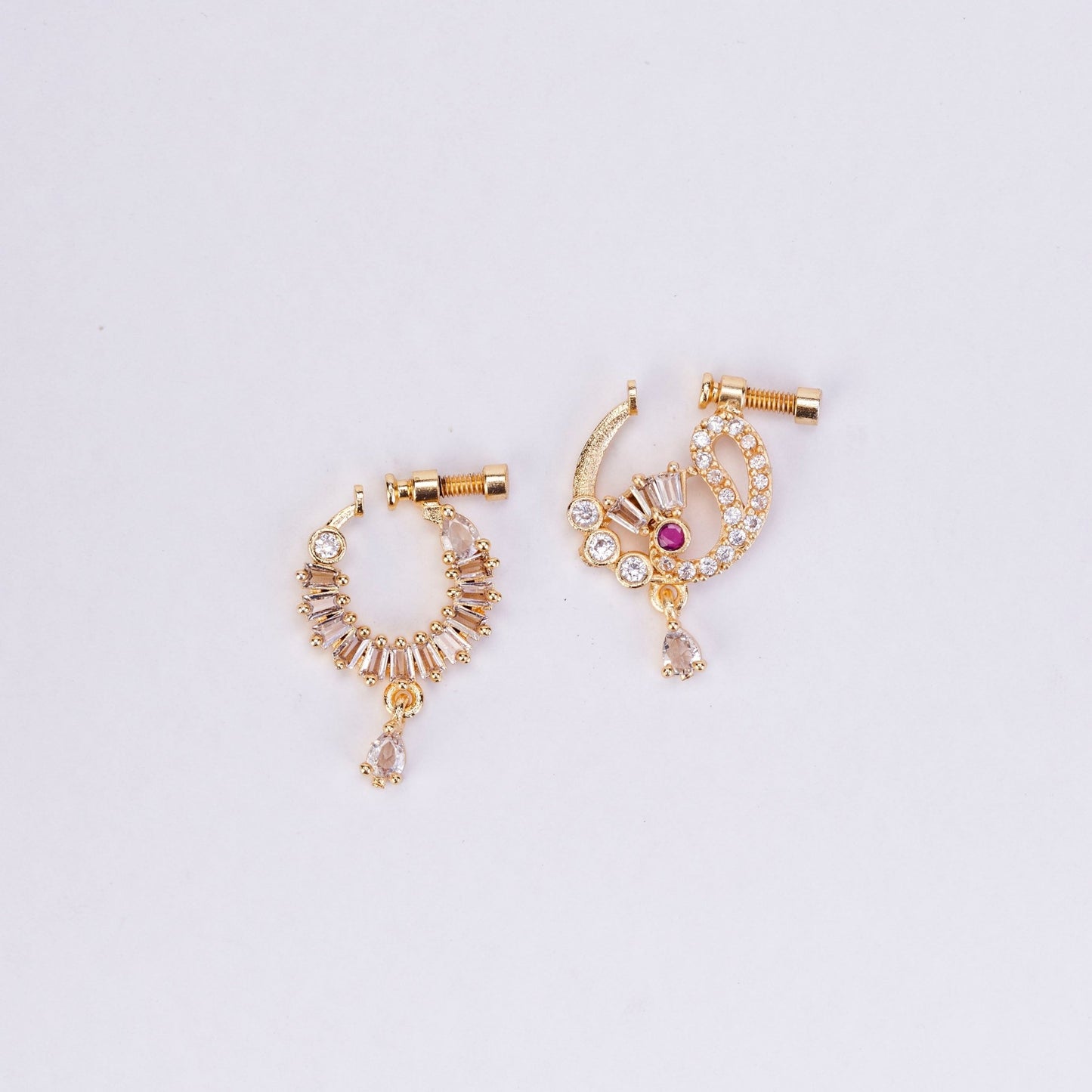 Nose Pin - Radiant Gold Plated Combo Nose Pins - Opal Touch