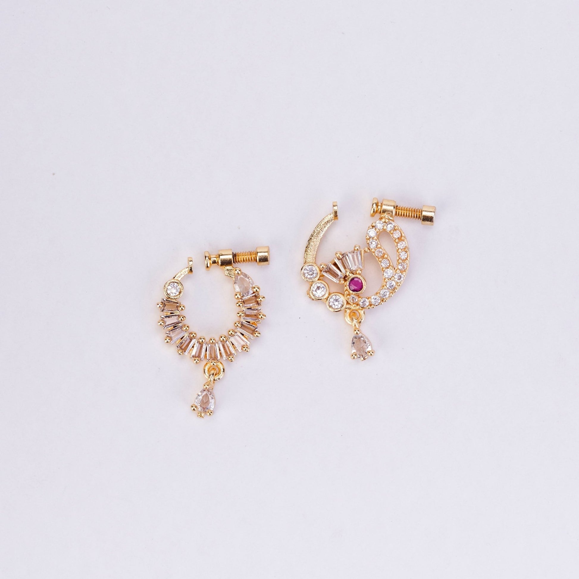 Nose Pin - Radiant Gold Plated Combo Nose Pins - Opal Touch