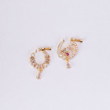 Nose Pin - Radiant Gold Plated Combo Nose Pins - Opal Touch