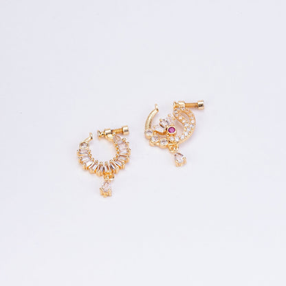 Nose Pin - Radiant Gold Plated Combo Nose Pins - Opal Touch