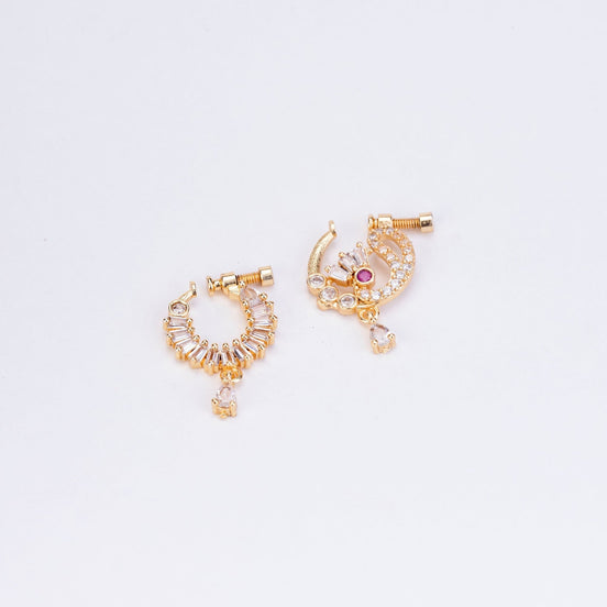 Nose Pin - Radiant Gold Plated Combo Nose Pins - Opal Touch